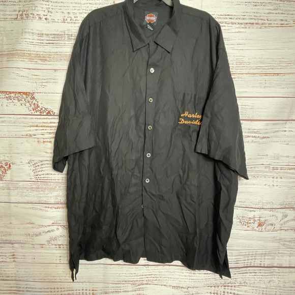 Mens HARLEY-DAVIDSON Motorcycle‎ Silk Shirt Short Sleeve sz 3XL - Picture 1 of 7